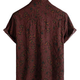 Letnia Koszula Bawełniana w Kwiaty Retro Boho dla Mężczyzn