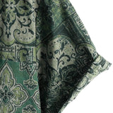 Koszula Męska z Bawełny w Retro Kwiatowy Wzór Paisley, Zielona, Krótki Rękaw