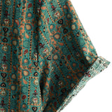 Męska Koszula Vintage z Bawełny w Wzór Paisley z Lat 70-tych, Zielona, Boho, Retro, Tribal, z Krótkim Rękawem