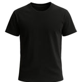 Męska koszulka T-shirt z bawełny – Oddychająca, krótki rękaw, okrągły dekolt – Czarno-skalny