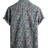 Koszula Vintage z Krótkim Rękawem z Bawełny z Wzorem Paisley dla Mężczyzn
