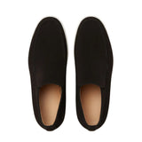 Męskie Zamszowe Mokasyny – Slip-On Chukka Styl, Płaska Podeszwa – Czarny