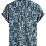 Koszula z Krótkim Rękawem z Bawełny Retro Casual dla Mężczyzn