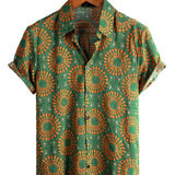Męska Koszula Hawaiana z Bawełny Boho Vintage z Krótkim Rękawem z Lat 70.