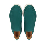 Męskie Mokasyny Z Zamszu – Slip-On Chukka Styl, Płaska Podeszwa – Niebiesko-Zielony