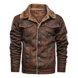 Elegancka Ciepła Fleece Skórzana Kurtka
