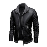 Elegancka Kurtka Skórzana z Fleece